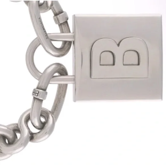 BALENCIAGA B LOCK CHAIN BRACELET - 2020 Collection - Sold Out Everywhere - Picture 2 of 3